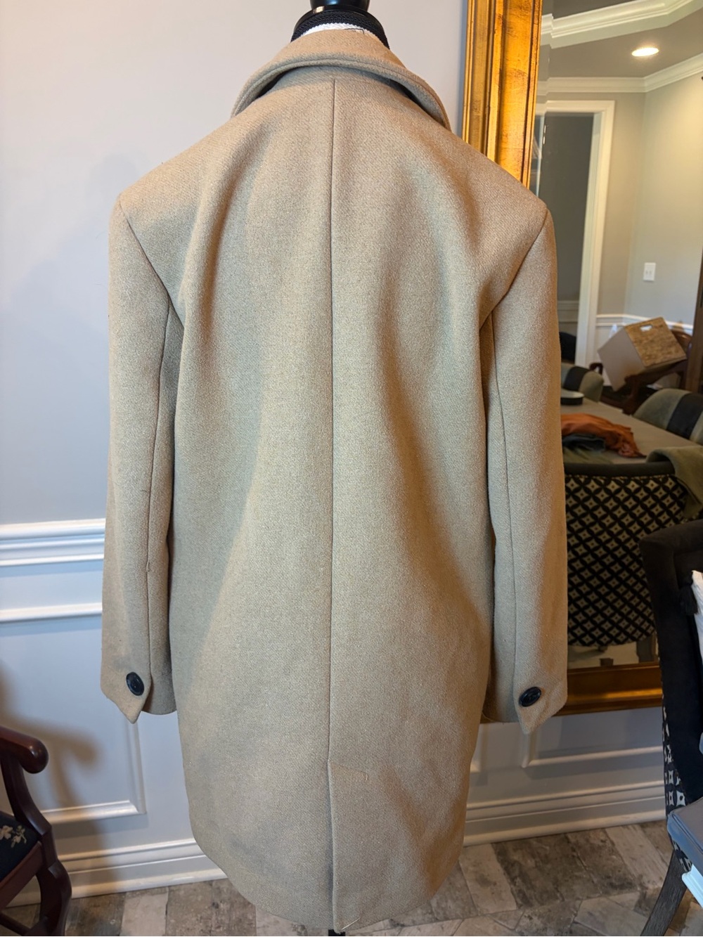 Marc New York Camel Single-Breasted Wool-Blend Trench Coat - Picture 4 of 5